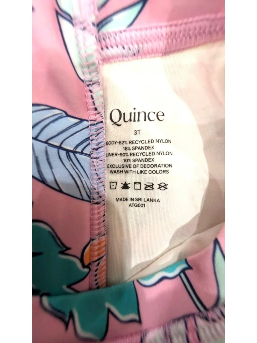 NEW Quince Toddler Long Sleeve Tie One-Piece Swimsuit, Palm, Size 3T